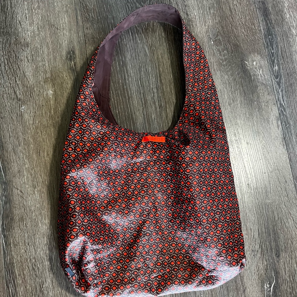 Patterned Hobo Shoulder Bag reversible brown and … - image 2